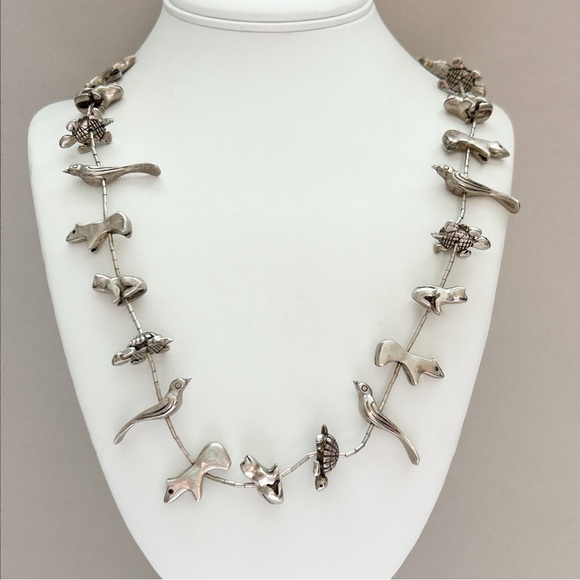Vintage Jewelry - Amazing Vintage Sterling Silver Fetish Necklace